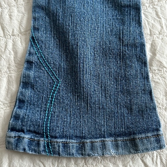 4T vintage western style wide leg, denim jeans + red somebody loves me cardigan - Picture 11 of 15